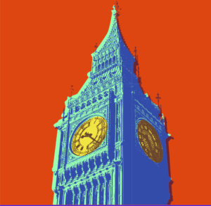 Multicolor drawing of Big Ben